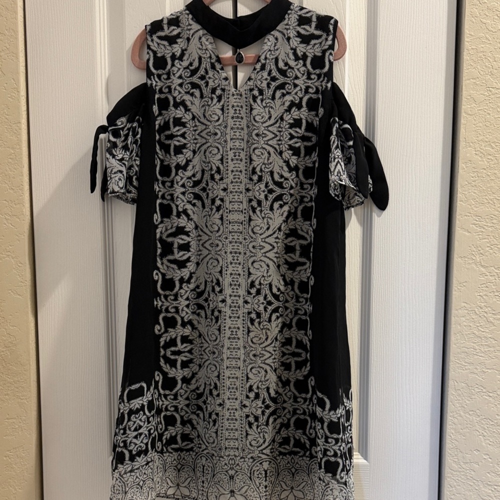 Ally B Black and Gray Patterned Long Sleeve Dress